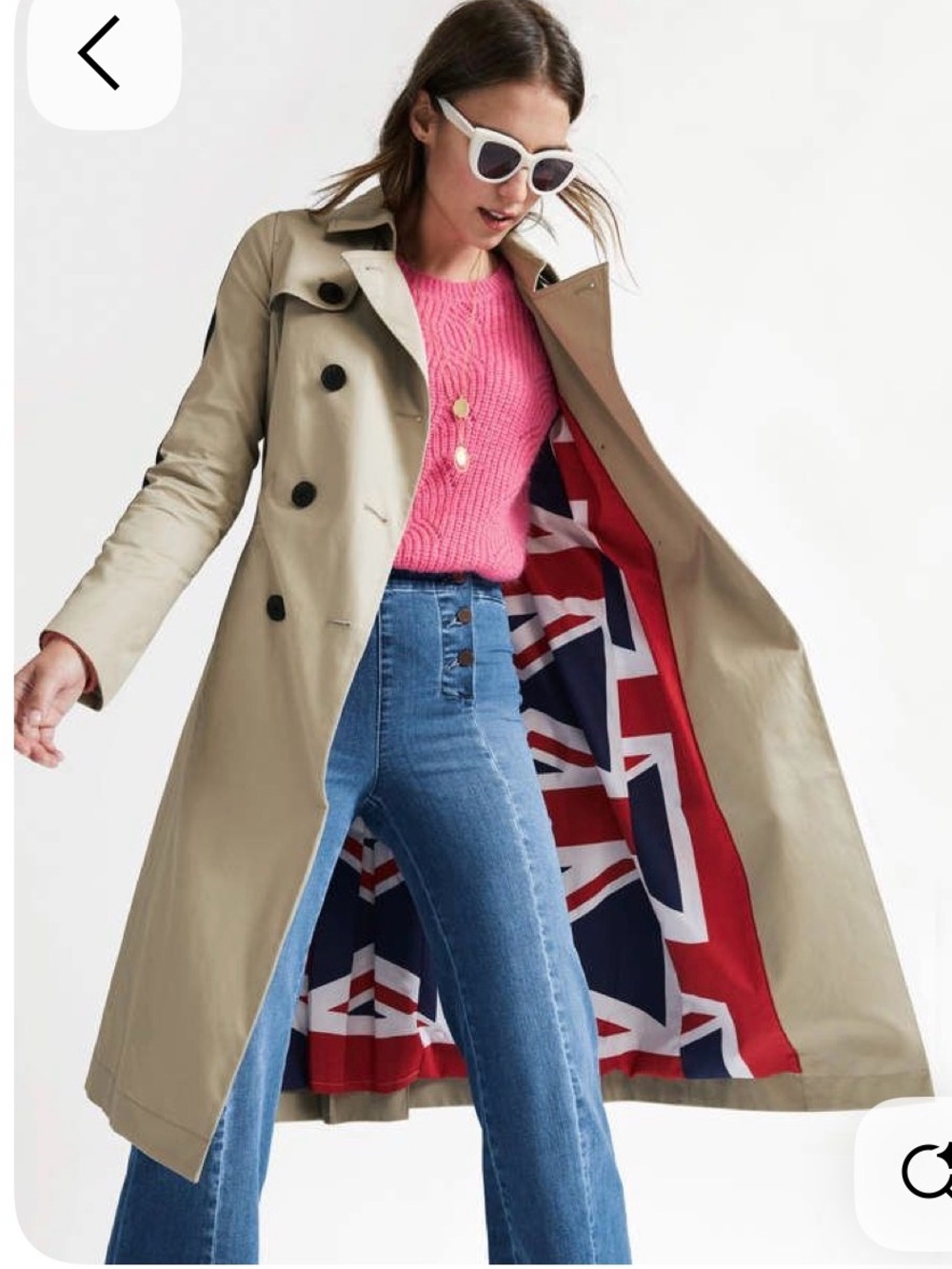 Boden Heritage Trench Coat Camel Union Jack Lined Double Breasted UK6R/US2R - Picture 1 of 7